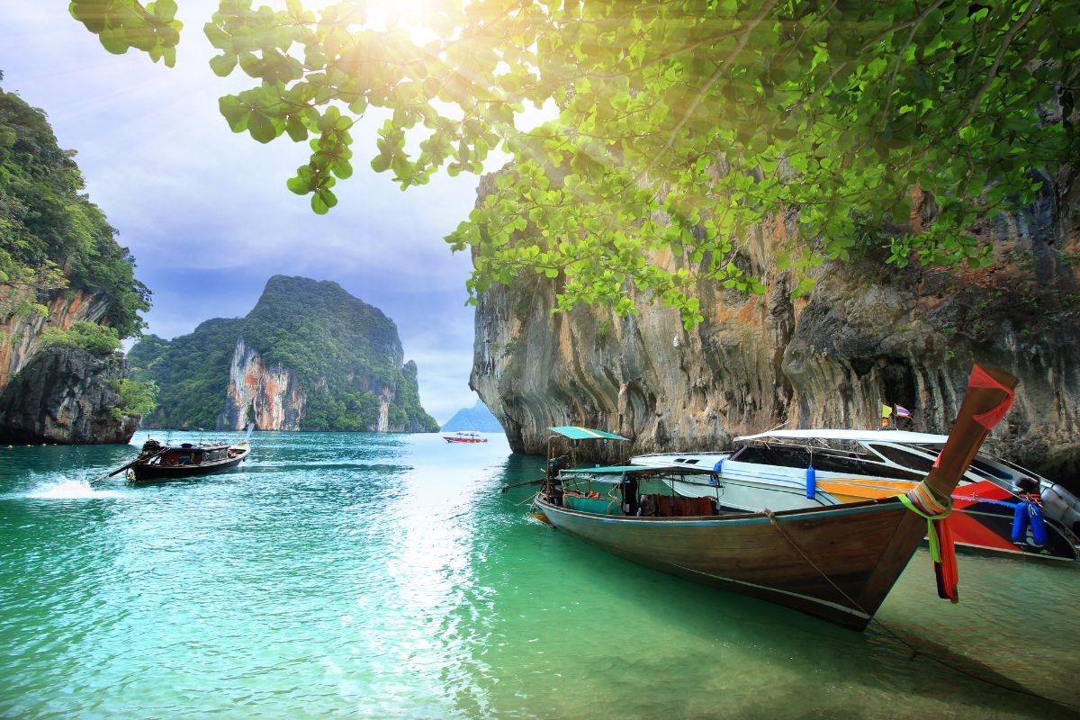 Limestone cliffs and emerald waters in Krabi, Thailand