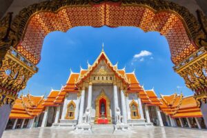 Wat Benchamabophit, also known as the Marble Temple, in Bangkok, Thailand