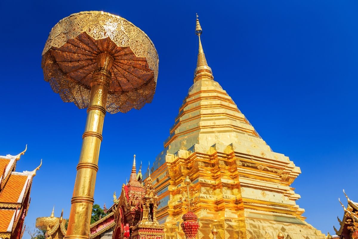 Golden chedi at Wat Phra That Doi Suthep in Chiang Mai, Thailand