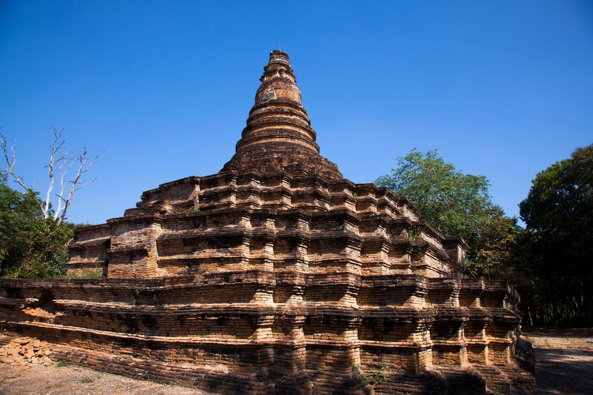 Ancient chedi at Wiang Kum Kam archaeological site in Chiang Mai, Thailand