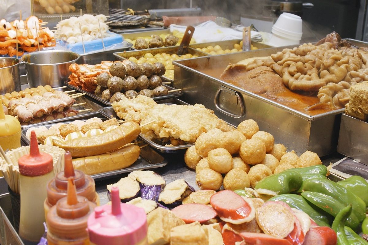 Traditional street food stalls at Mae Hong Son Night Market, Thailand