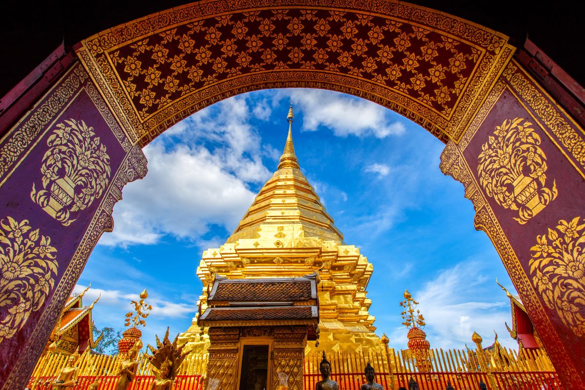 Golden chedi at Wat Phra That Doi Suthep in Chiang Mai, Thailand